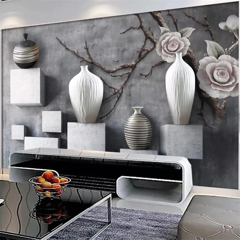 

wellyu Custom wallpaper 3d photo murals creative black and white vase обои living room TV background wall paper papel de parede