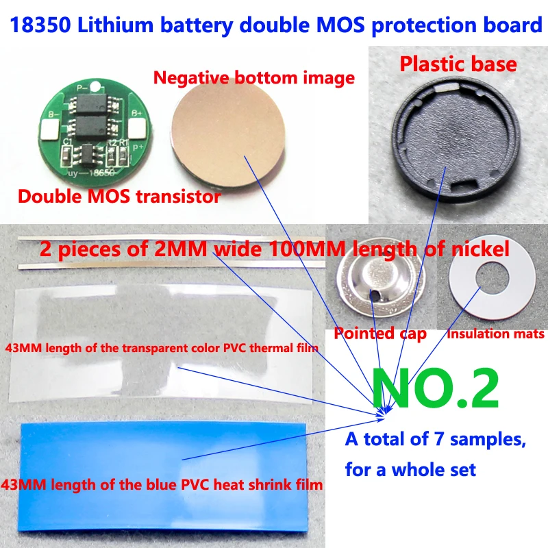 10set/lot 18350 lithium battery 4.2V dual MOS protection board continuous working current 4A 1 string 18350 protection board