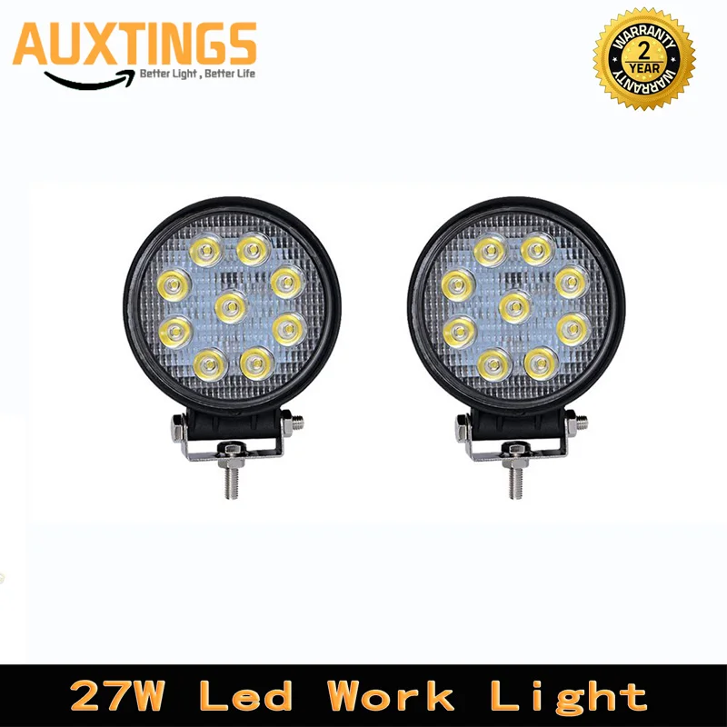 2x27W Round LED Work Light IP 67 Work Lamp 12v 24v Spot Flood Beam Driving Lights For 4x4 Offroad ATV Truck Tractor Motorcycle