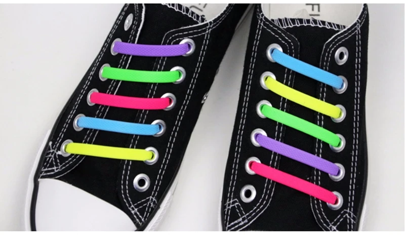16 Teil/satz Schnürsenkel ohne Krawatte für Kinder und Erwachsene, 13 Farben, elastische Silikon-Schnürsenkel, sportliche Laufschuhe, Spitze, alle Turnschuhe passen – Detail 20