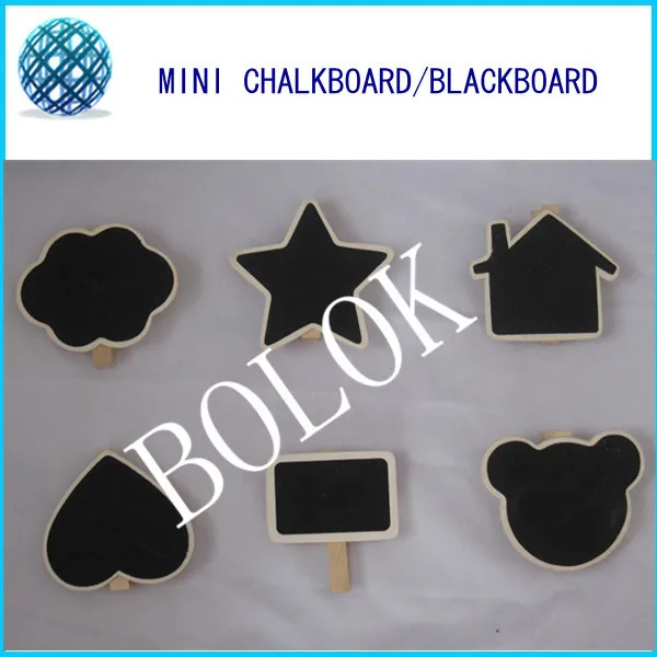 100PCS/Lot mini chalkboard with peg, heart, cloud, house shapes, 5 kind choose, wooden blackboard, DIY  blackboard