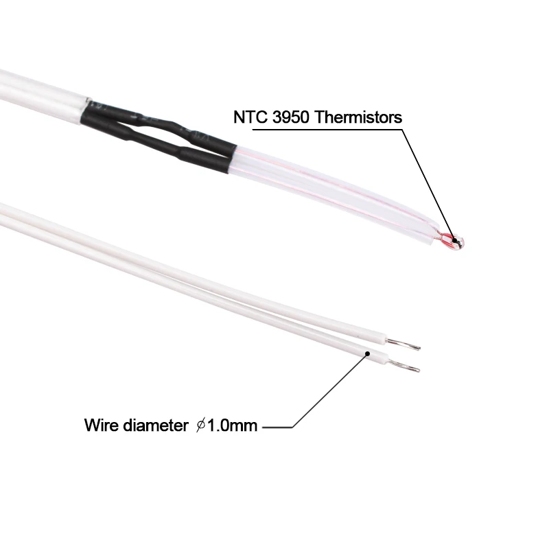 3D เทอร์มิสเตอร์3950 NTC 100K โอห์มพร้อมสายเคเบิลสำหรับเครื่องพิมพ์3D แก้ไขทางลาด1.4 A4988 MK2B ความร้อนเครื่องพิมพ์3D