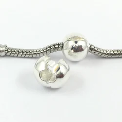 Silver Plated  Round Clips Locks Beads Stopper European Beads  Fit Original Pandora Charms Bracelets & Bangles DIY Jewelry