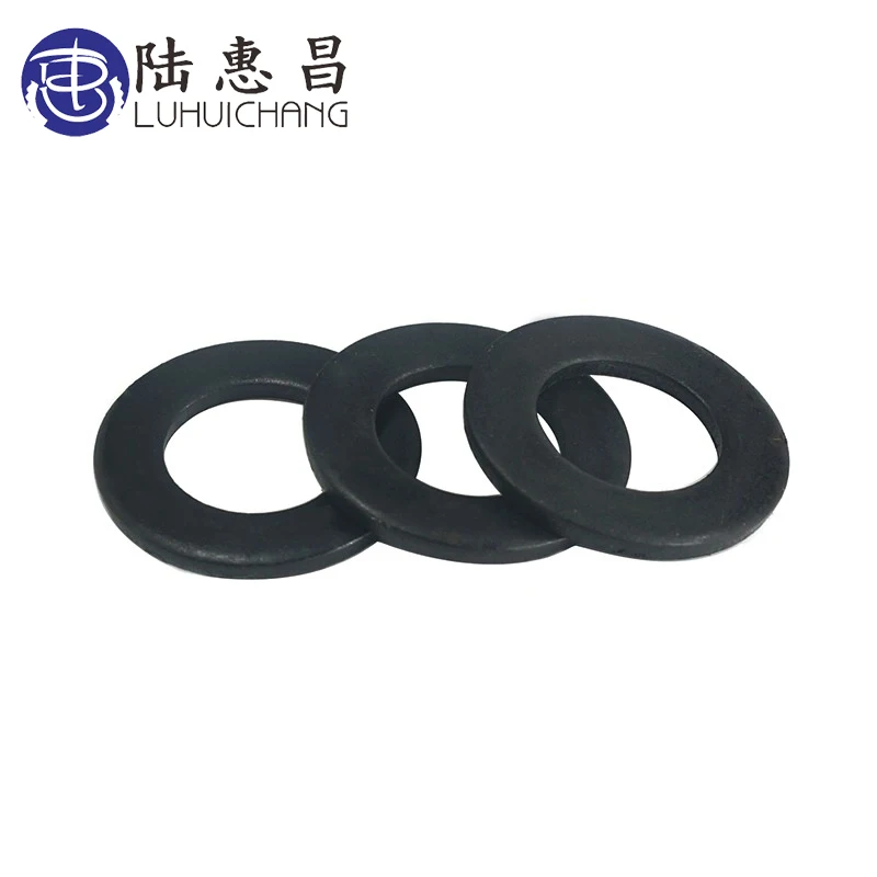 Luchang 50pcs M3 M4 M5 M6 M8 Carbon Steel Flat Machine Washer Plain Black Washer Furniture Plated Flat Spacer Washer Gaskets