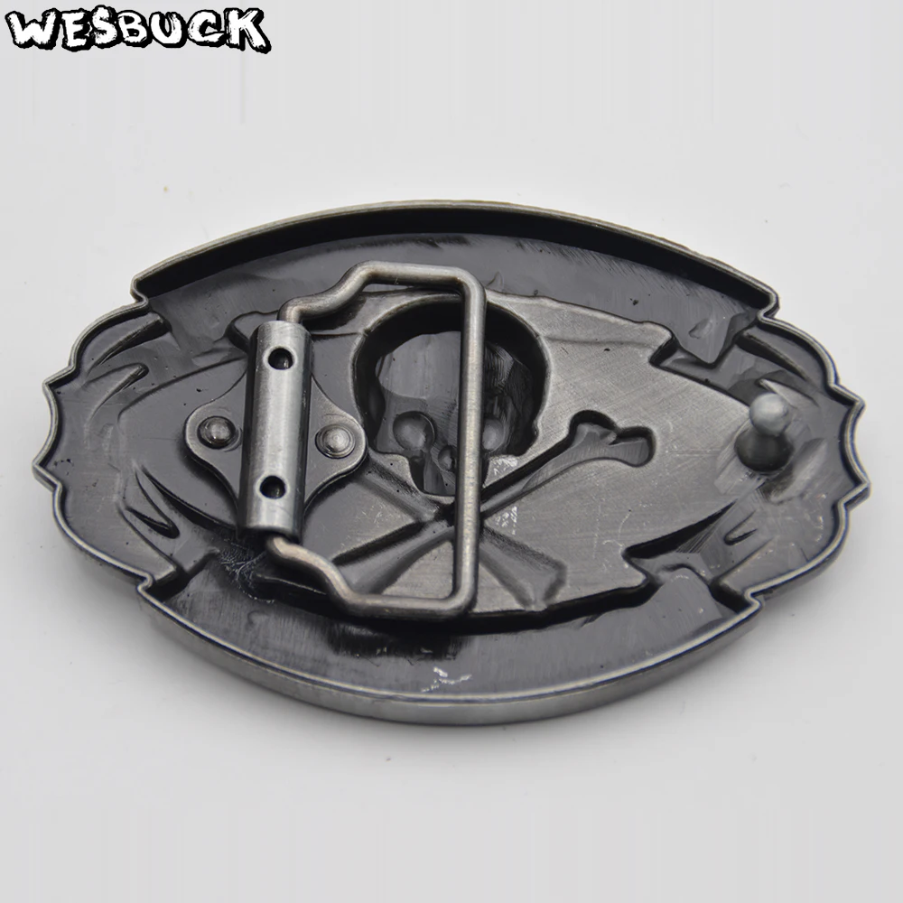 WesBuck Brand Old Skool Biker Skull Belt Buckle For Mens Accessories Metal Buckles With PU Belt Festive gifts