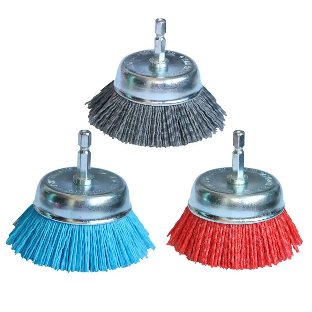 1pc 3 Inch Nylon Cup Brush Abrasive Wire Wheel Brush 1/4