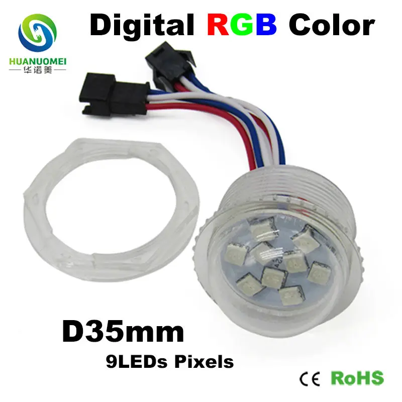 

35mm 9LEDs UCS1903 led pixel module light full color digital bulb rgb 5050 smd lamp addressable led amusement park ride lights