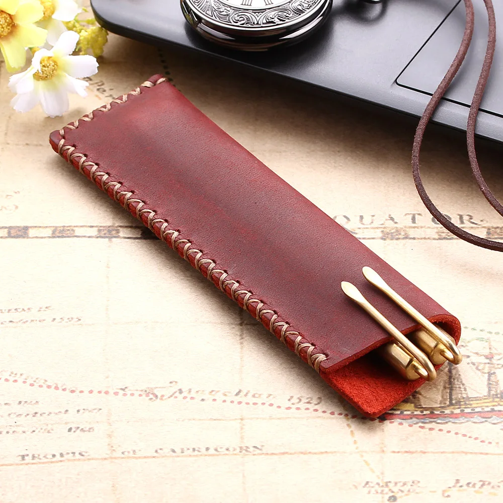 Handgemachte echte Leder Stift Tasche rustikale Personal isierung Bleistift halter Fall