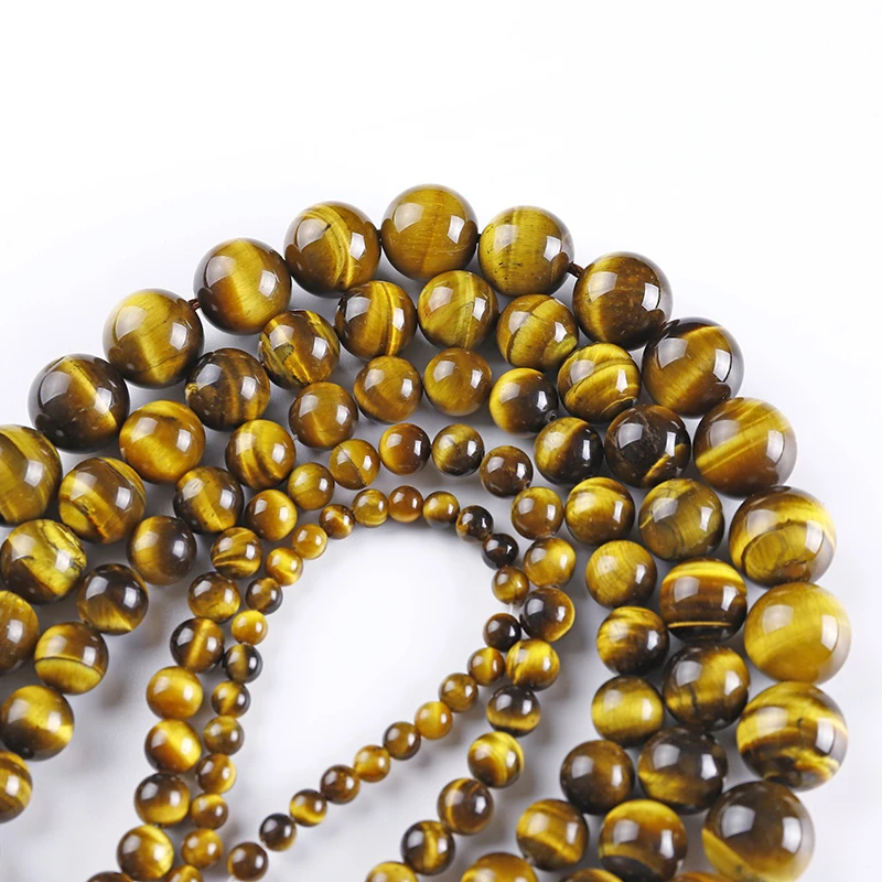 Natural Gem Stone Yellow Tiger Eye Round Loose Beads 4 6 8 10 12 14 16MM Fit Diy Charms Jewelry Making Accessories Bracelet