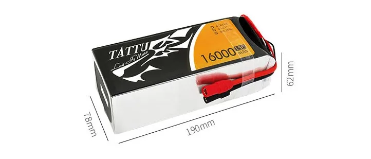 TATTU 16000mAh 22.2V 6S LiPO Battery 15C for Big Load Multirotor Hexacopter for agricultural drone/ UAV drone