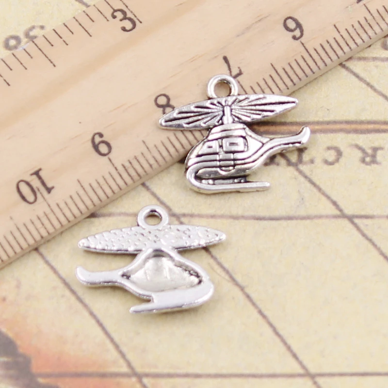 20pcs  Helicopter Airplane 15x19mm Tibetan Silver Color Pendants Antique Jewelry Making DIY Handmade Craft