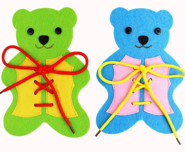 ZY DIY Beautiful 3 Colors Kids Early Learning Numbers Children handmade Bear Nonwoven DIY Felt Fabric