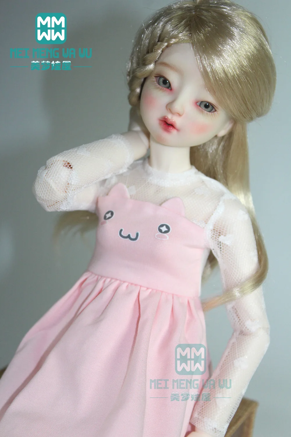 

Clothes for doll fits 43cm 1/4 BJD accessories fashion cat ear princess dress