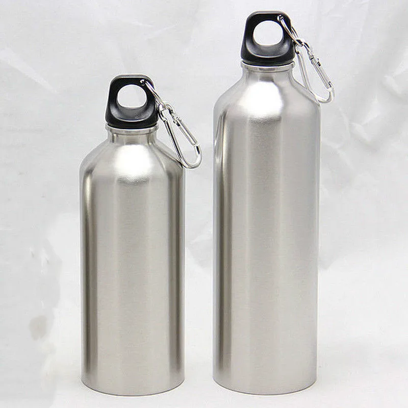 750ML or 500ML New Sliver Water aluminum Double Vacuum Insulated Bottle Sport Drinking Water Bottles with Lid Rope