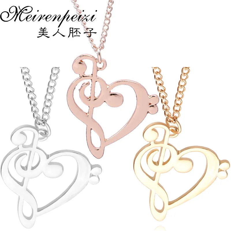 Music Note Symbol Infinity Heart Pendant Necklace Bass Clef Necklace Heart of Treble Clef Necklace Music Gift  for Musician