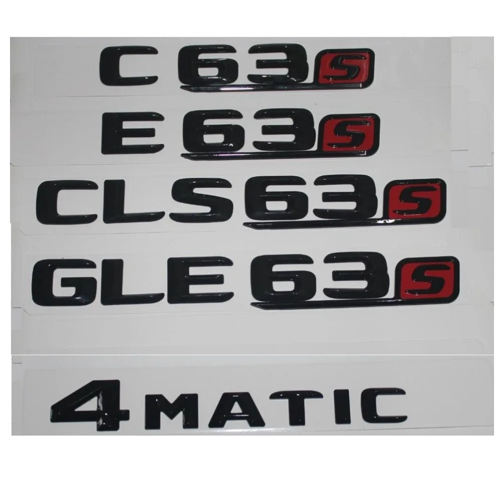 

Brilliant Shiny Gloss Black Trunk Fender Letters Number Emblems Badges for Mercedes Benz C63 E63 CLS63 GLE63 GLS63 AMG S 4MATIC