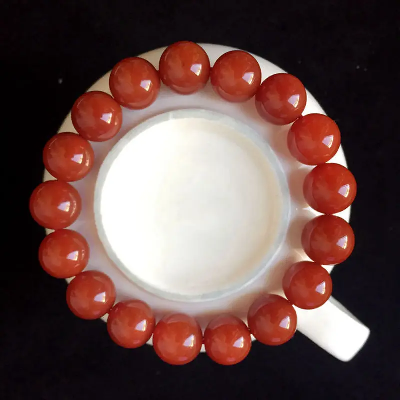 Real Natural Brazil Red Southern red Agate Round Jade Bead Bracelet Buddhism Beads Lucky Amulet Ornament*Free Gift Box