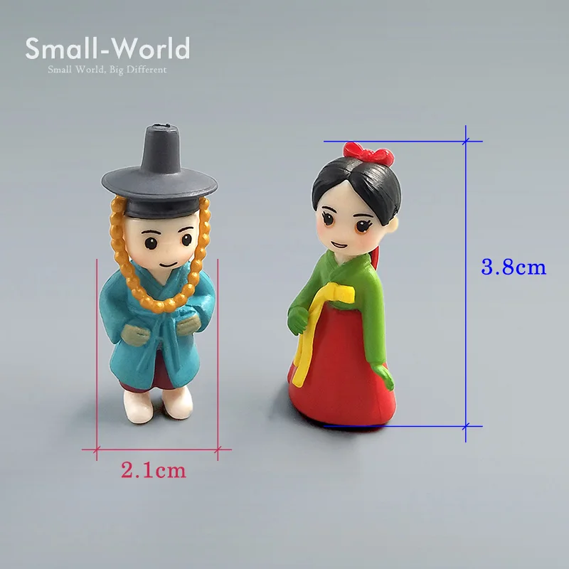 Korean Boy Girl Bonsai Miniature Figurine Wedding decoration Fairy Garden ornament Cartoon people Statue Resin Craft toy TNS010
