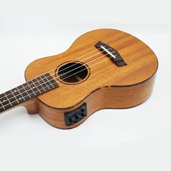 Electric Ukulele Acoustic Solid Top Only 4Strings Guitar OX Bone Nut Mahogany Body Red Tortoise Shell Celluloid Binding Ukelele