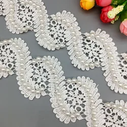 10X Vintage Millepiedi Pearl Beaded Lace Trim Nastro Tessuto Ricamato Applique Patchwork Fatti A Mano di Nozze FAI Da TE Mestiere di Cucito