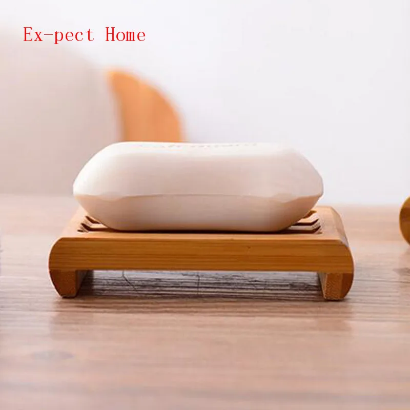 100pcs/lot Natural Bamboo Soap Dishes Tray Holder Storage Soap Rack Plate Box Container Bathroom Japanese style soap soap box