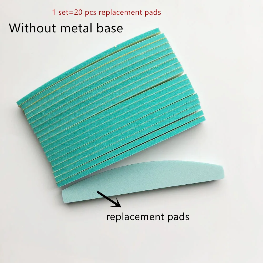 metal base replacement pads nail sponge file halfmoon shape nail sanding  file disposable nail file removable nail file