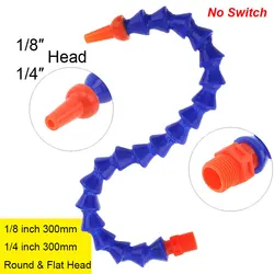 TORO 1/4 1/8 Inch 300mm Plastic Flexible Water Oil Cooling Tube with Round Flat Head Nozzle for CNC Machine / Milling / Lathe