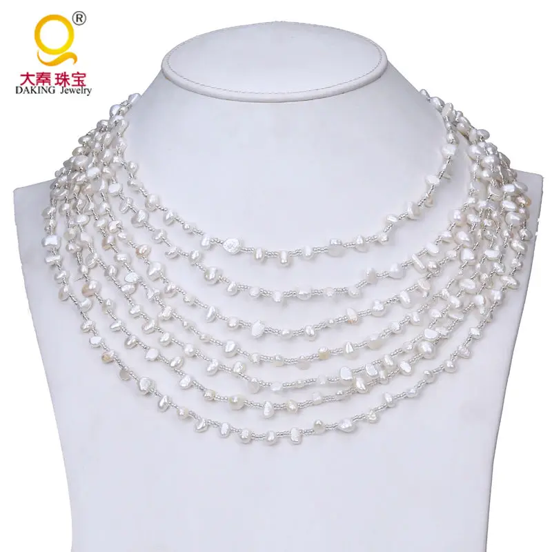 

Fashion design starriness floating baroque pearl necklace 7 layers freshwater pearl wedding necklace women jewelry bridal gift