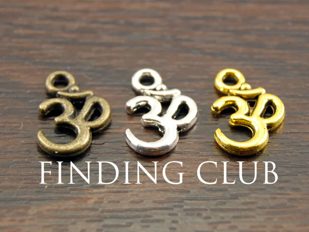 50 pcs Metal Alloy OM Aum Ohm Mantra Sign Charm Pendant 15x10mm Fit Jewelry Making