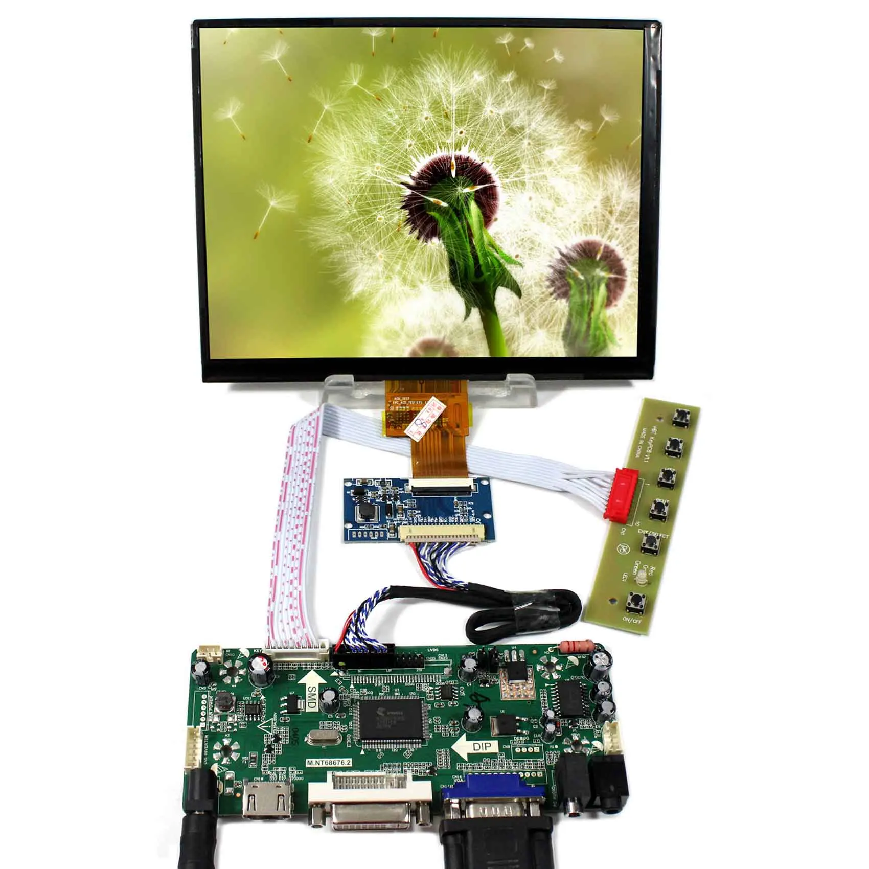 

HD MI+DVI+VGA+Audio LCD Control Board+8inch 1024x768 HJ080IA-01E IPS LCD Panel