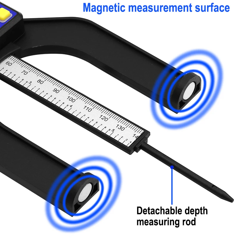 Digital Depth Caliper height gauge Digital Tread Depth Gauge LCD Magnetic Self Standing Aperture 0-80mm