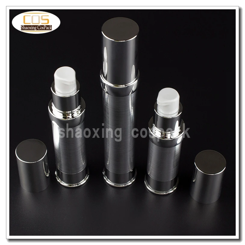 100pcs ZA218 15ml silver airless pump bottle for eye essence, empty plastic airless bottle 15ml , airless bottle with pump 15ml