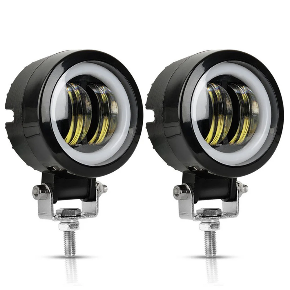 2PCS12V-80V Waterproof Round  Angel Eyes LED light Portable Spotlights Motorcycle Offroad Truck Driving Car Boat Work Light