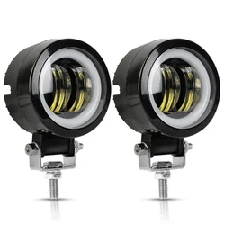 2PCS/1PC 12V-80V Waterproof Round  Angel Eyes LED light Portable Spotlights Motorcycle Offroad Truck Driving Car Boat Work Light