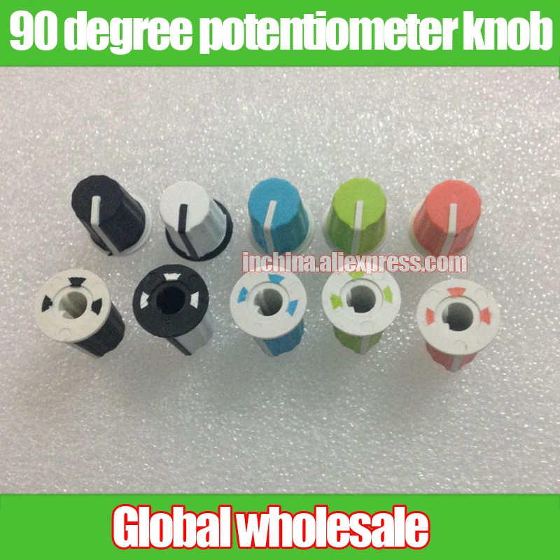 

5pcs DIY 90 degree potentiometer knob rubber / mixer equalizer EQ disc player CD knob cap blue green orange black white