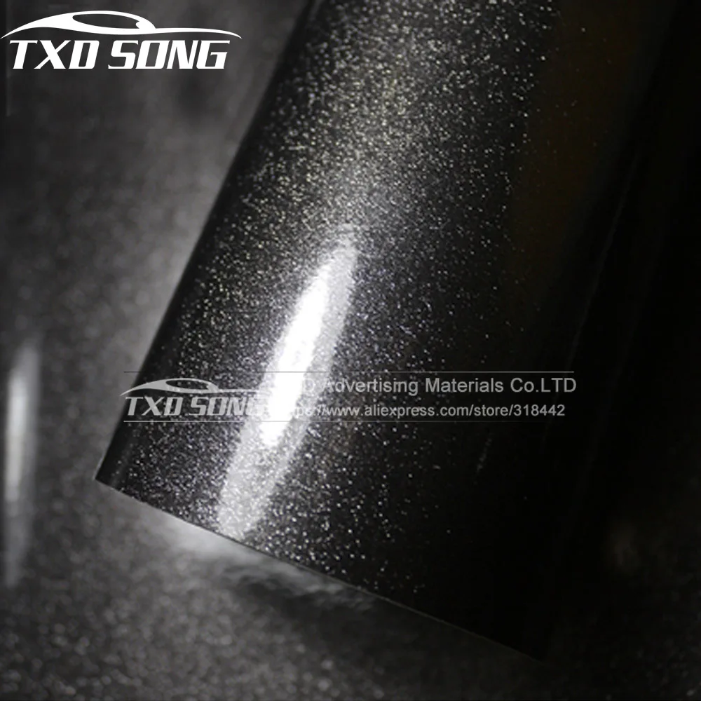 Newest Dark Grey high Glossy diamond film vinyl wrap Glossy glitter sticker with air free bubble Size: 12/30/50/60x100CM Choice