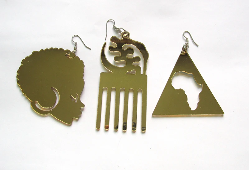 

African Afro Shape Acrylic Earrings can mixed 3 designs