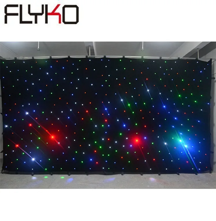 

3m high by 6m width 18pcs/sqm RGBW single color flashing led star curtain for church wedding stage backdrop