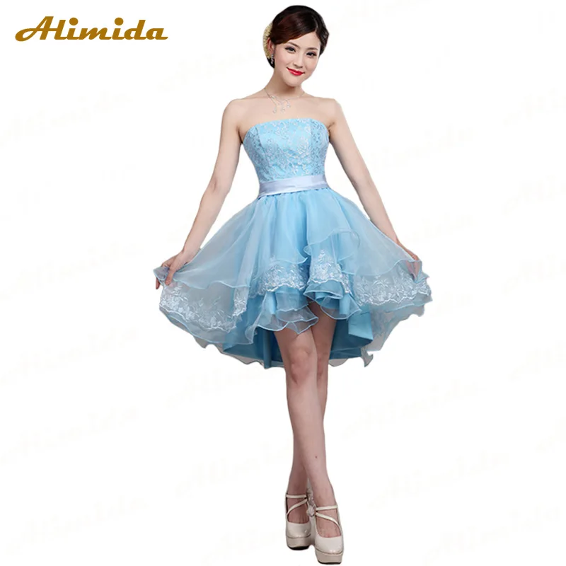 

ALIMIDA Short Evening Dress 2020 Boat Neck Ball Gown Party Dresses Elegant Tiered Prom Dress Backless robe de soiree