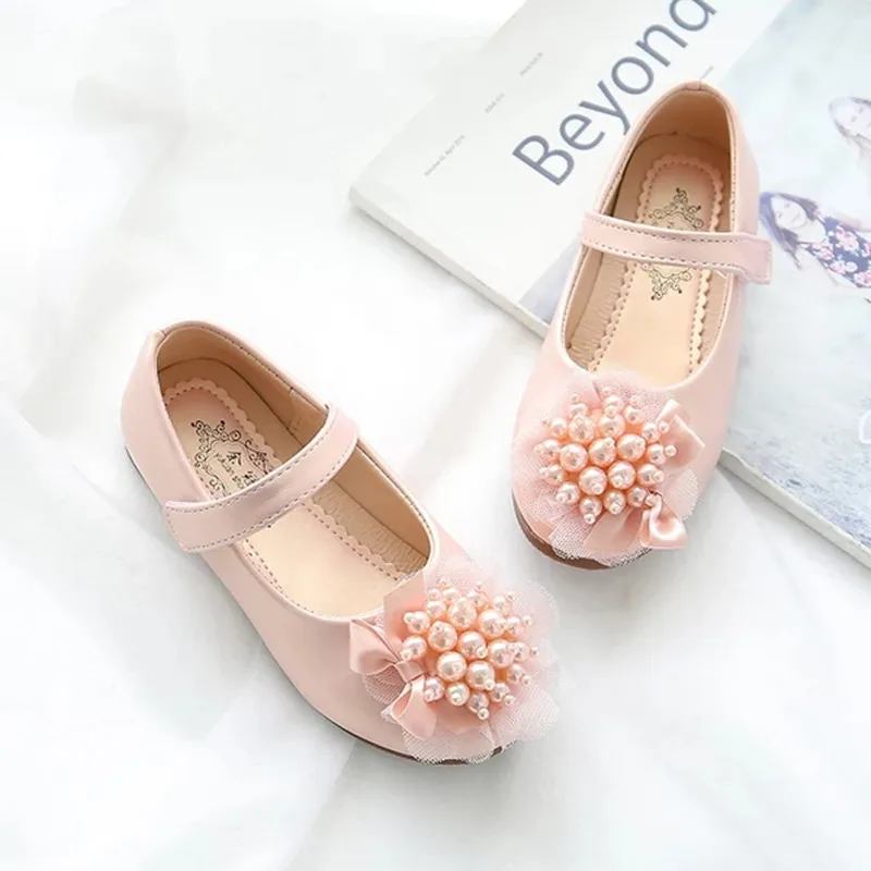 Zapatos de cuero con cuentas de diamantes de imitación para niña, calzado de princesa para fiesta de boda, baile de otoño, 2019