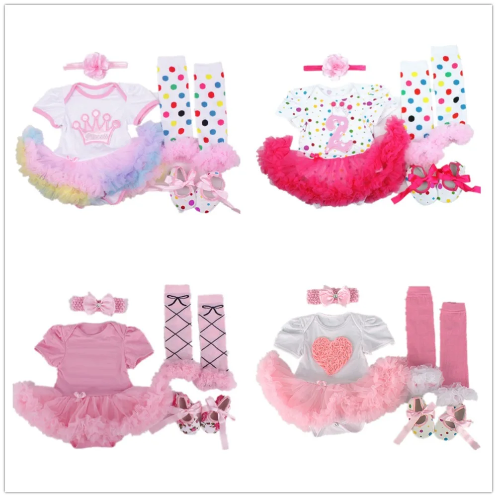 2019 Baby Girl Clothes Newborn Bodysuit Leg Warmer Shoe Headband Suit Princess Girls Tutu Dress Jumpsuits Sweet Heart Outfit Top