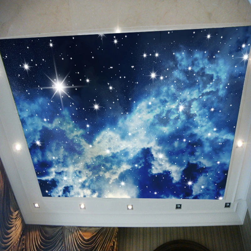 beibehang parede para quarto em 3d  large bedroom wall ceiling frescoed ceilings night sky night stars universe wallpaper mural