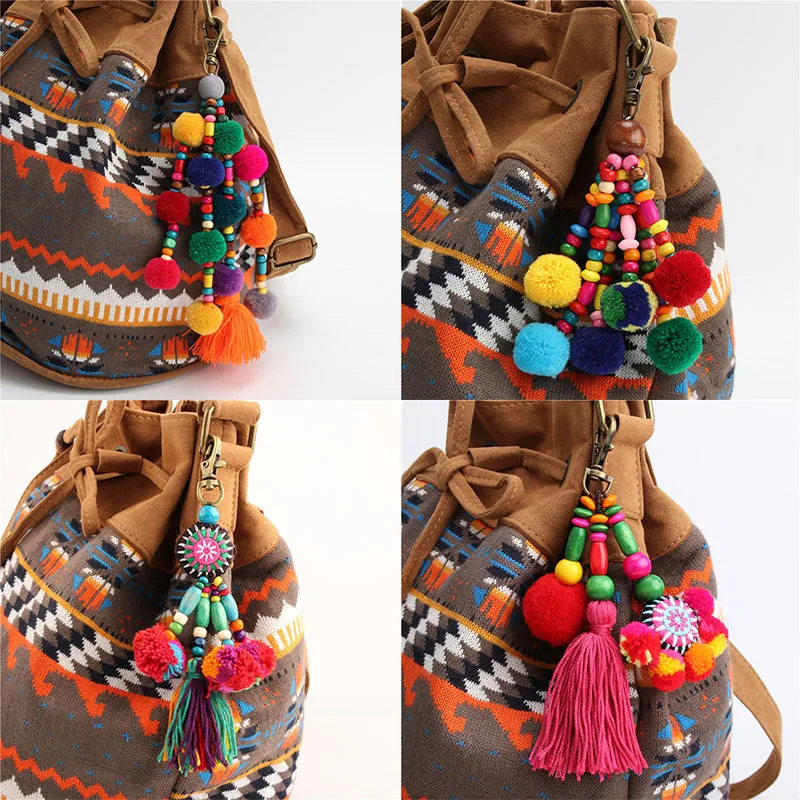 RE Charm Pompon Pom Pom Keychain Tassel Trinket Pompom Key Chain Accessories Bag Charms Women's Car key rings for a Women J3030