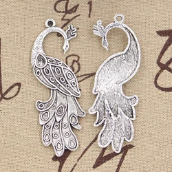 4pcs Charms Peacock 61x21mm Antique Pendant fit,Vintage Tibetan Silver color,DIY Handmade Jewelry