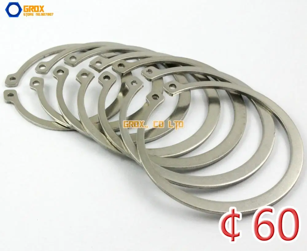 10 Pieces 60mm 304 Stainless Steel External Circlip Snap Retaining Ring