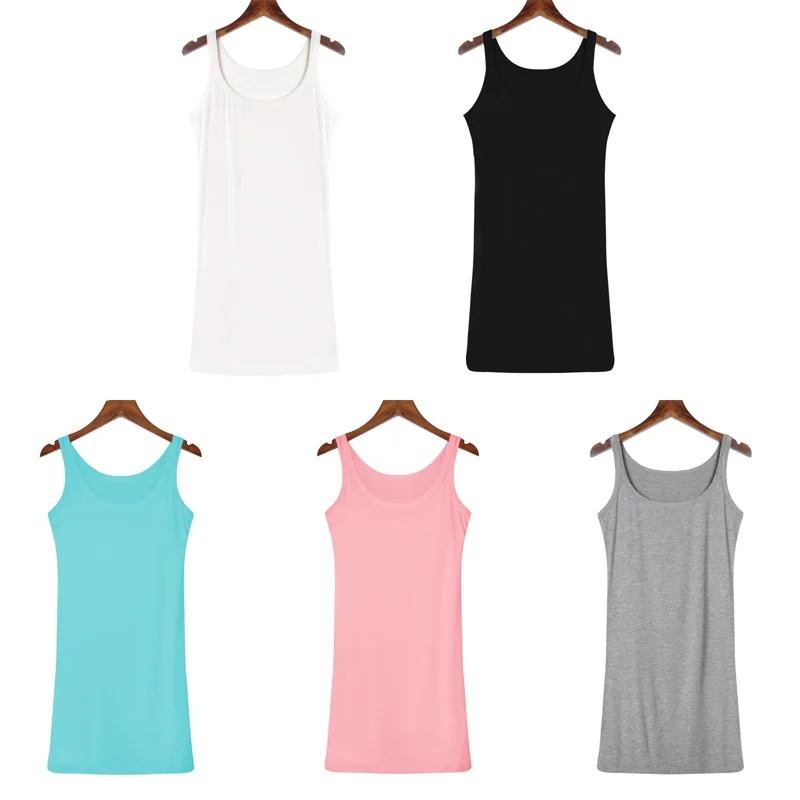 Solid Color Women Long Tight Tank Tops Summer Black / Gray/ Light Pink/ Sky Blue / White Casual Shirt Sleeveless Girl Club-wear image 5
