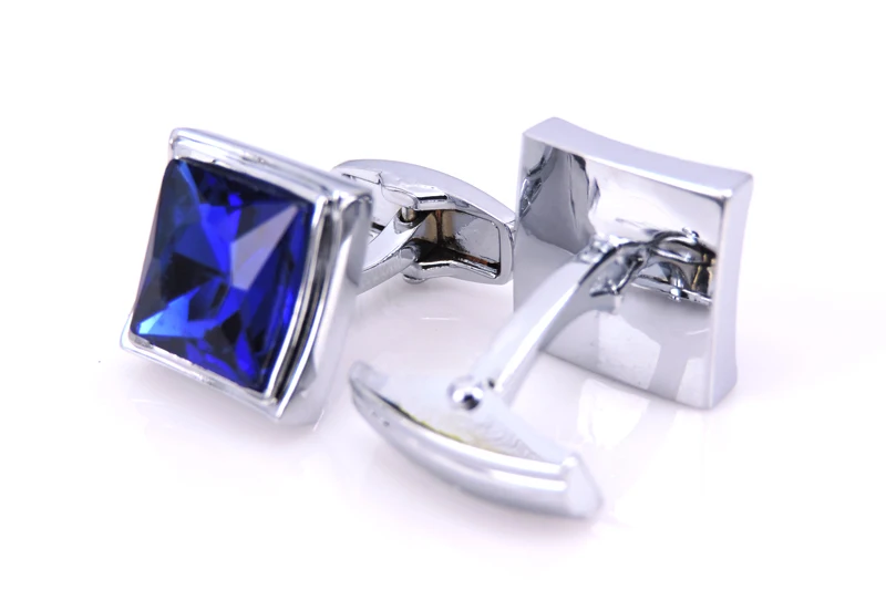 WN Men's fashion brand stainless steel cufflinks blue crystal peace crime clothing accessories French shirt cuff links