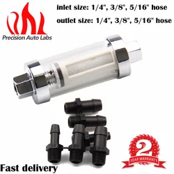 9706 Clearview Inline Fuel Filter W/Glass Body 1/4'' 5/16'' 3/8'' Fittings Hoses