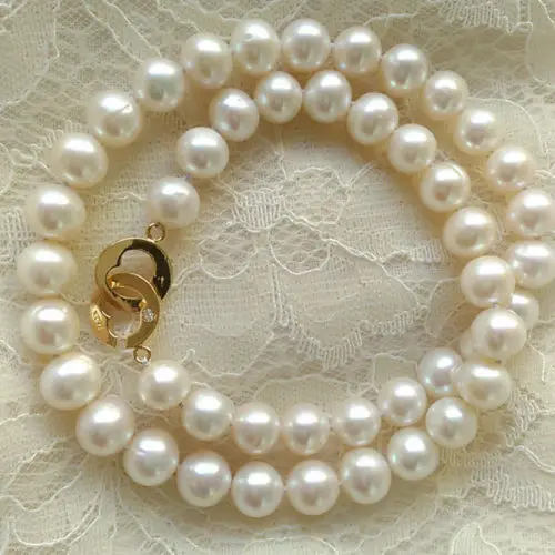 Miss charm Jew.522 white freshwater pearl bib necklace bracelet earring stud set 9-10 (A0423)