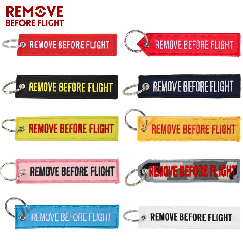 Remove Before Flight Chaveiro Tag Embroidery Keychain Key Ring for Aviation OEM Key Chains Jewelry Luggage Tag Key Fob 5 PCS/LOT